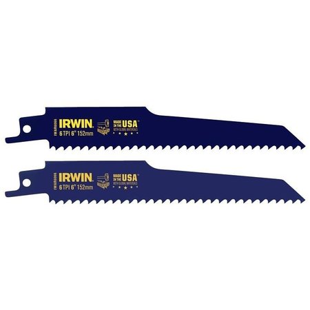 IRWIN Reciprocating Saw Blade, 0865 in W, 6 in L, 6 TPI, HSS Cutting Edge 2018872
